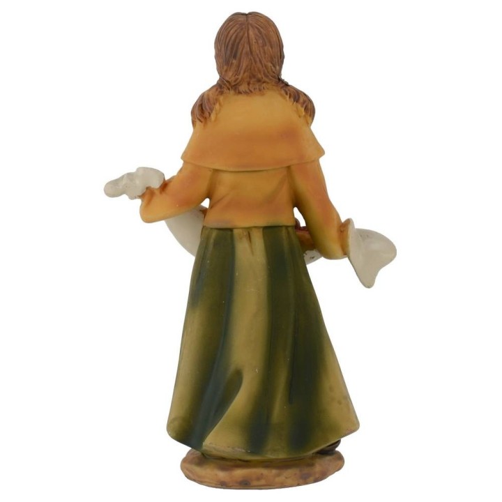 Maiden with fruit basket in resin 15 cm