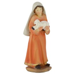 Mujer con cordero en resina 15 cm.