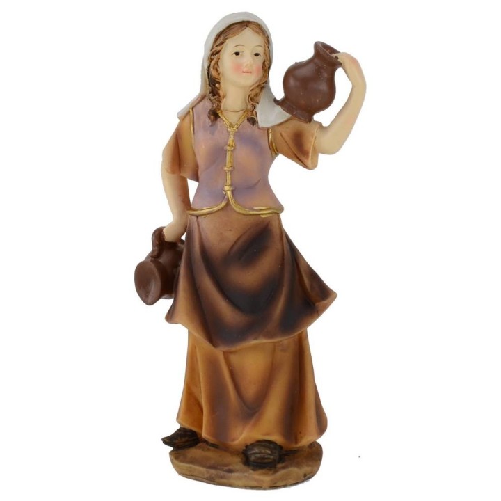 Donna con anfora in spalla in resina 15 cm
