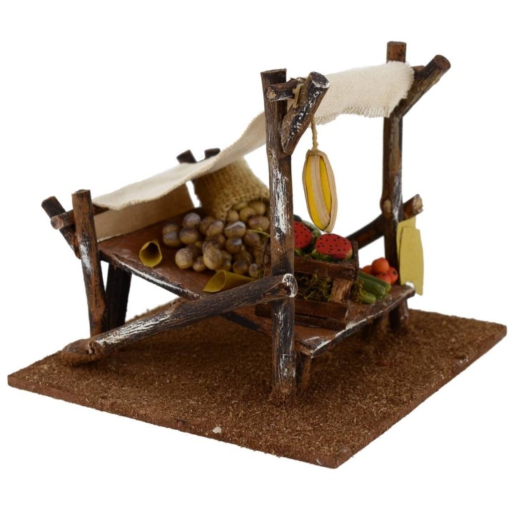 Tienda con puesto de frutas y verduras de 14,5x14,5x12 cm de