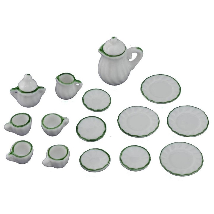 Juego de té y café de porcelana de 15 piezas