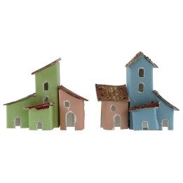 Set de 2 casitas coloridas para pesebre de 7x3,5x6,5 cm h