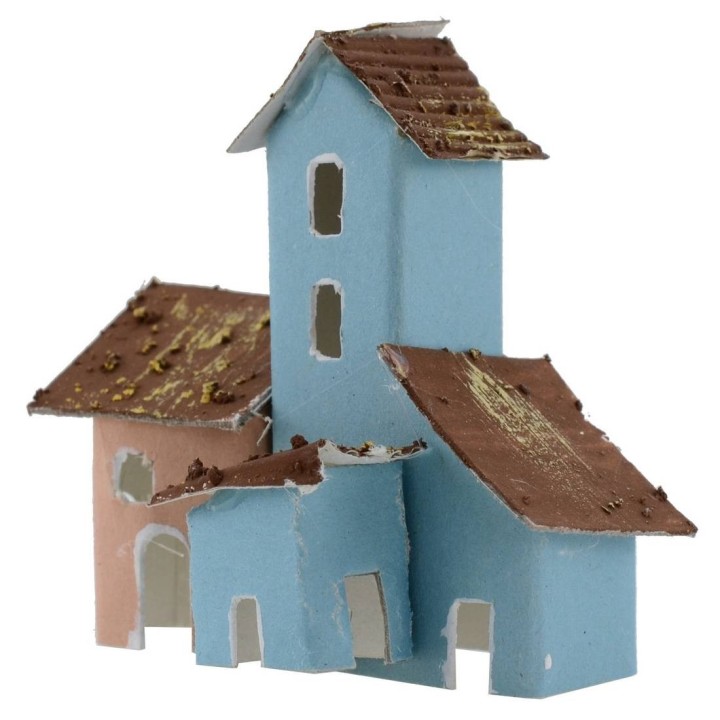 Set de 2 casitas coloridas para pesebre de 7x3,5x6,5 cm h