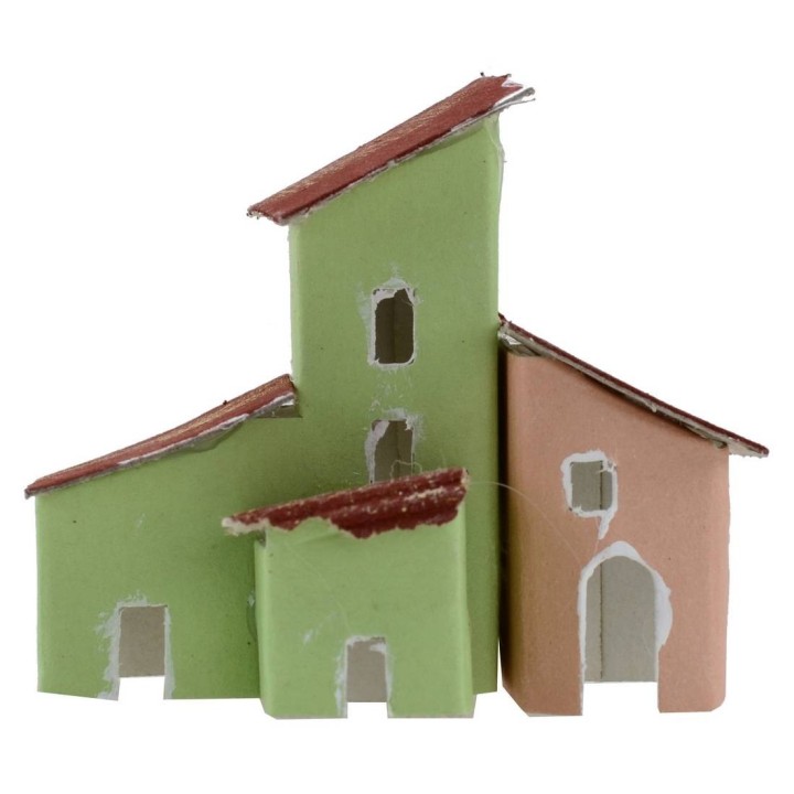 Set de 2 casitas coloridas para pesebre de 7x3,5x6,5 cm h