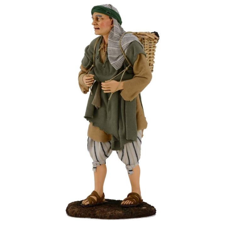 Uomo con cesto d'uva sulle spalle 30 cm Pigini