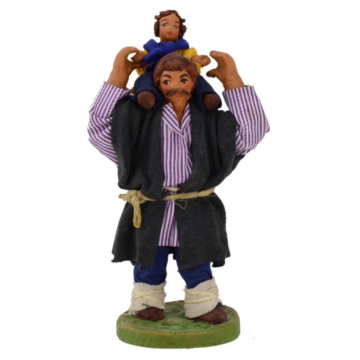 Uomo con bambino sulle spalle 10 cm