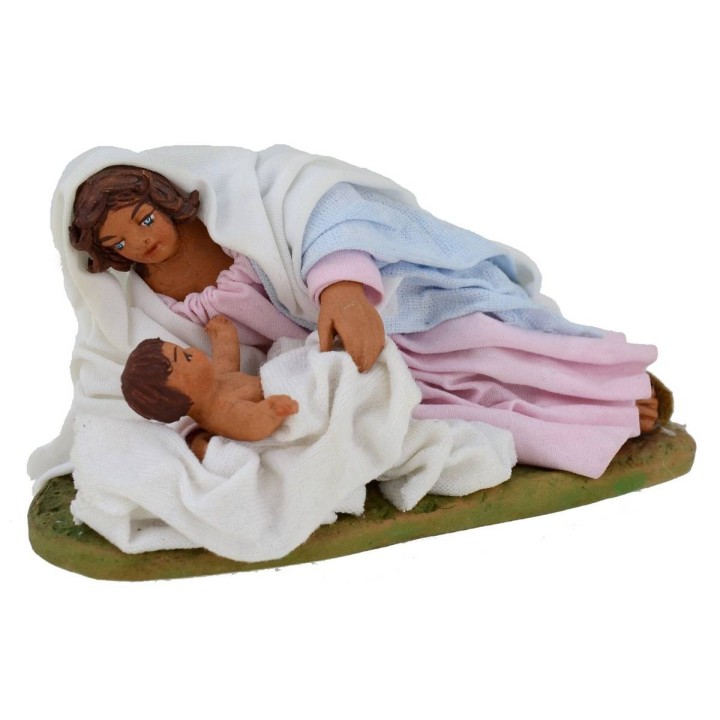 Natividad con la Virgen y el Niño acostados serie 10 cm