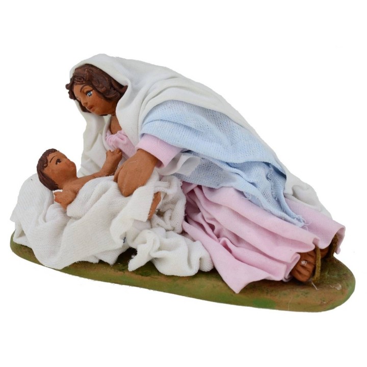 Natividad con la Virgen y el Niño acostados serie 10 cm