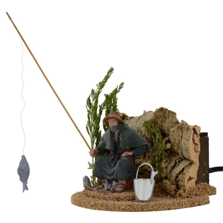 Pescatore seduto in movimento 10 cm Oliver presepe