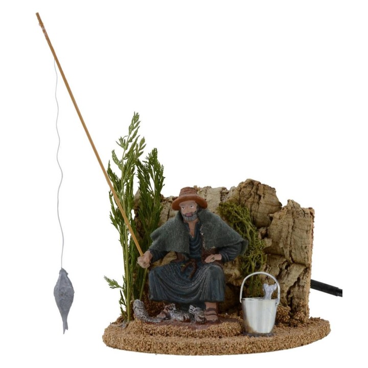 Pescador sentado en movimiento 10 cm Oliver belén
