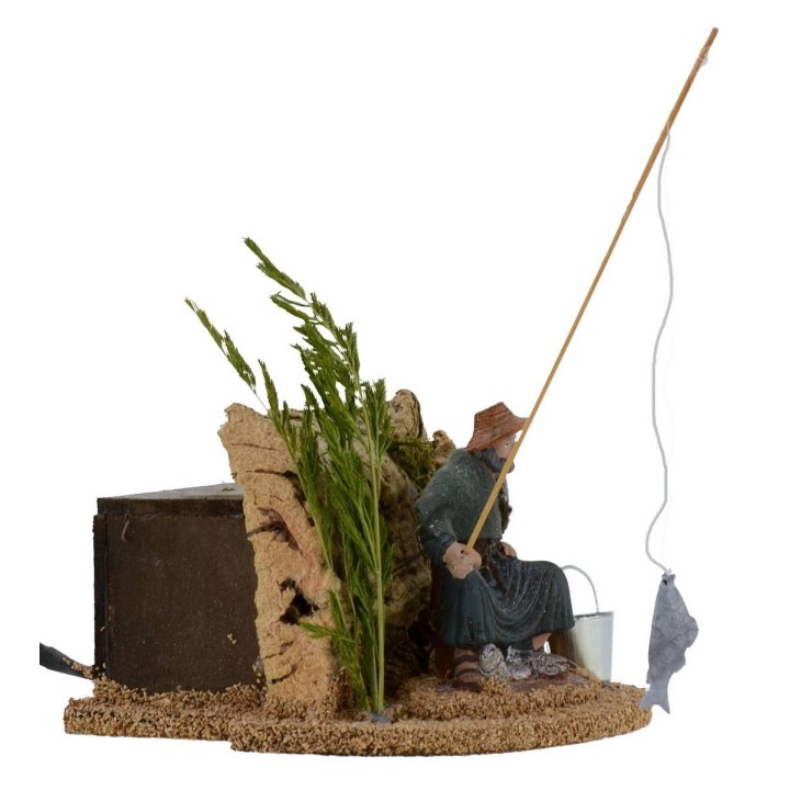 Pescador sentado en movimiento 10 cm Oliver belén