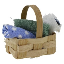 Cesto con stoffe assortite cm 2,5x1,5x2,8 h