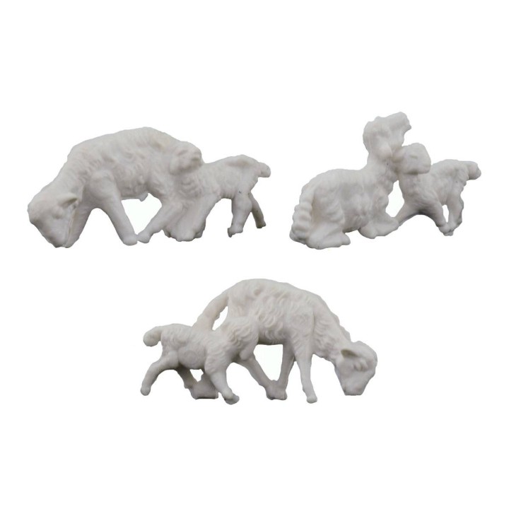 Set 3 pecore con agnellino per statue cm 5-6 h