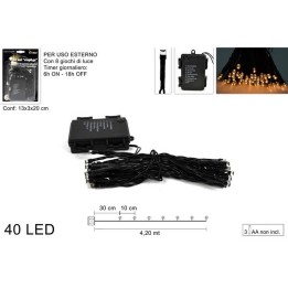 Serie 40 Led Ester.-Inter. Luce calda a Batterie,Timer e Giochi