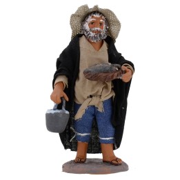 Pescador con pescado fresco 12 cm