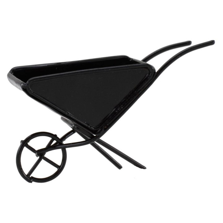 Carretilla de metal negra para estatuas de 10 cm