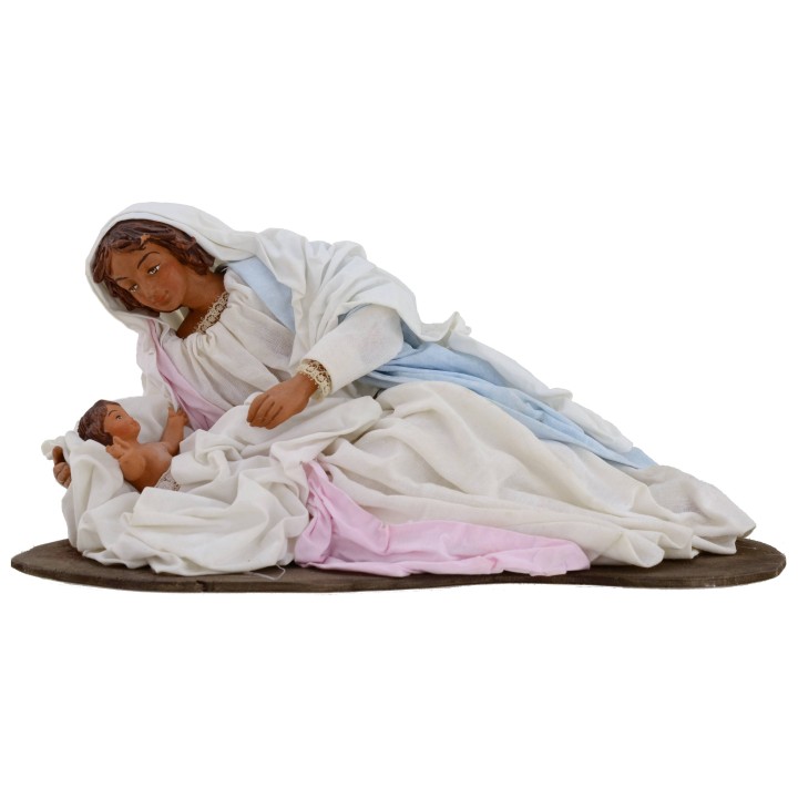 Natividad en terracota con Virgen acostada 30 cm
