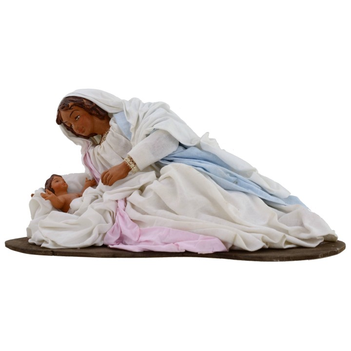 Natività in terracotta con Madonna sdraiata 30 cm
