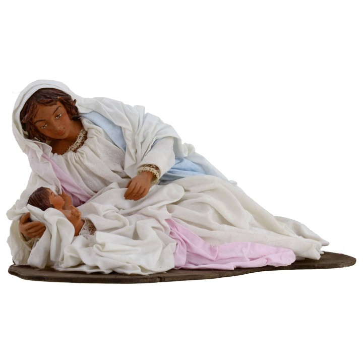 Natività in terracotta con Madonna sdraiata 30 cm