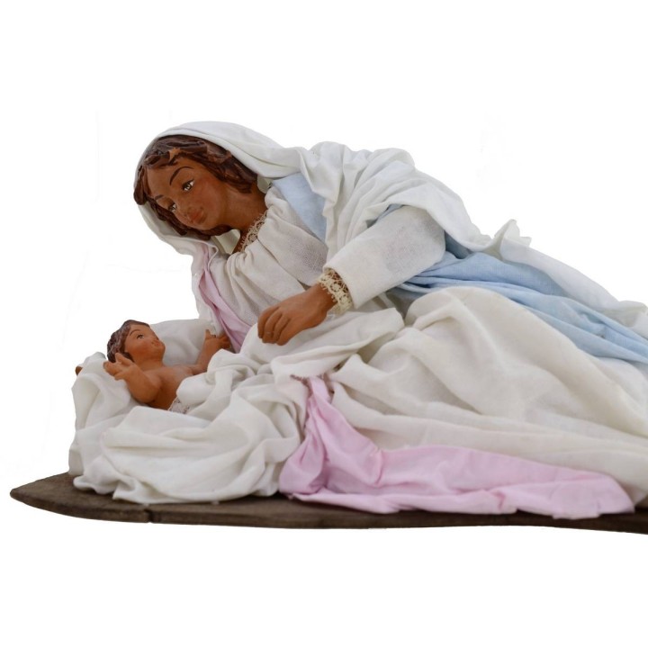 Natività in terracotta con Madonna sdraiata 30 cm
