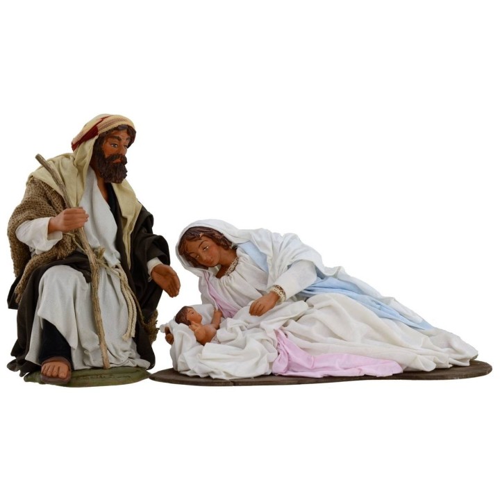 Natività in terracotta con Madonna sdraiata 30 cm
