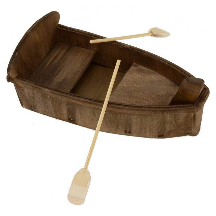 Barca de madera con remos cm 27,5x13,3x6,5 h