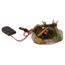 Bivacco with fire led flame trembling to batteries for presepe