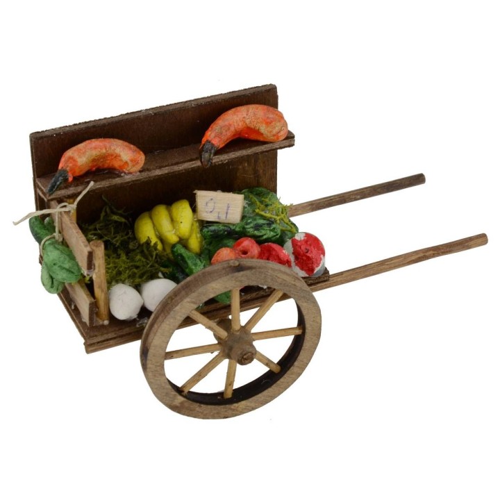 Carretilla con frutas y verduras para belén cm 7x14x8,3 h