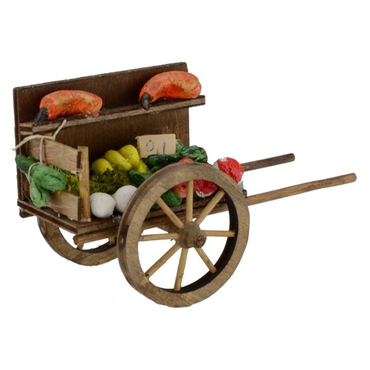 Carretto con frutta e verdura per presepe cm 7x14x8,3 h