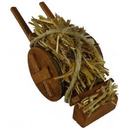 Carro de madera con paja cm 14x5x5,6h