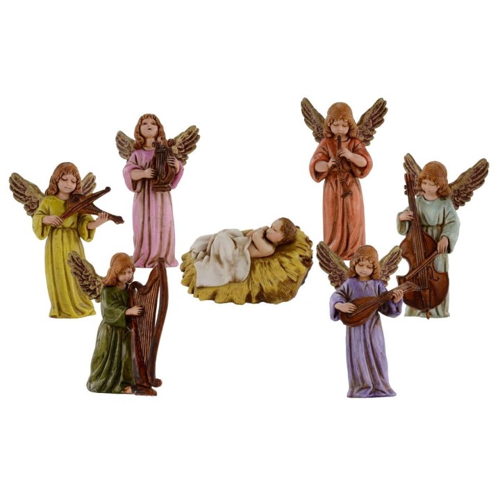 Set Gesù Bambino con 6 angeli Landi Moranduzzo