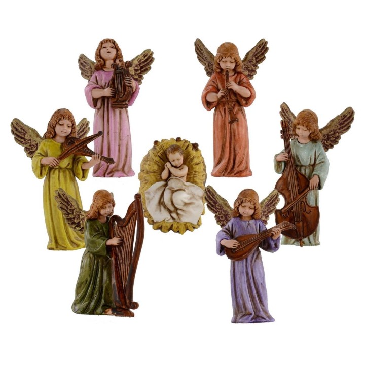 Set Gesù Bambino con 6 angeli Landi Moranduzzo