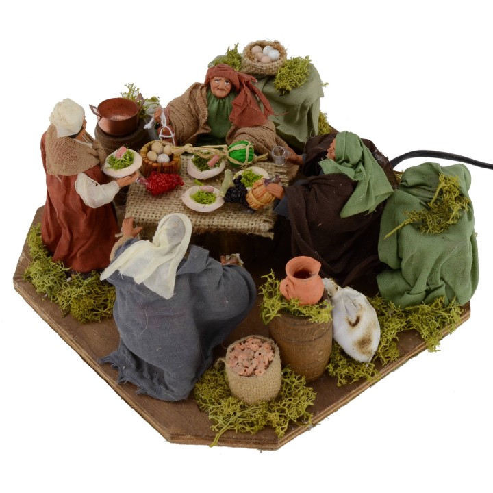 Cena con 3 estatuas en movimiento de 12 cm