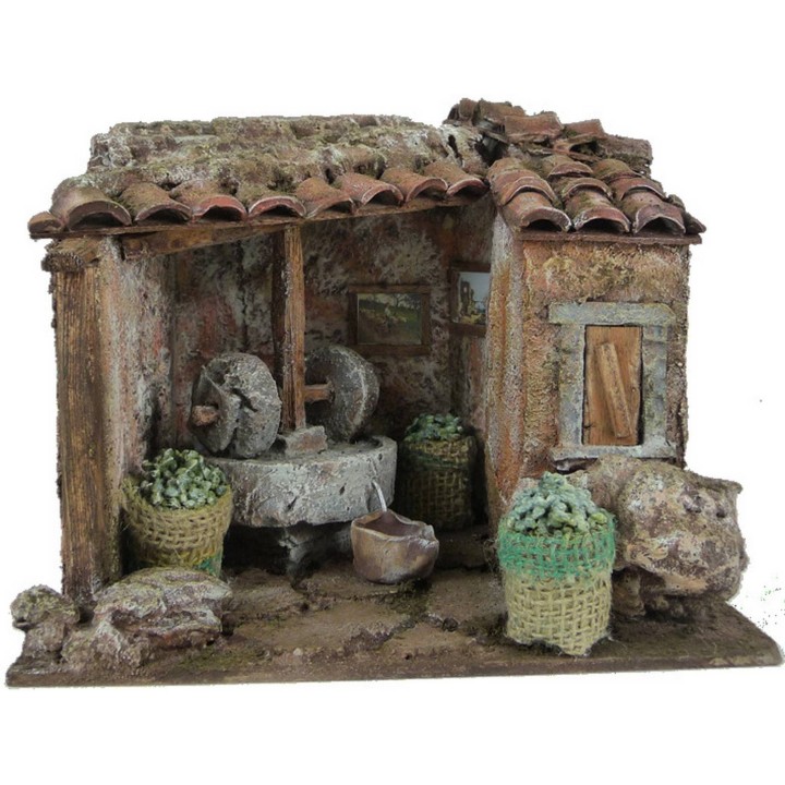 Ambientazione di un frantoio per presepe cm 19,5x14,5x18,5 h