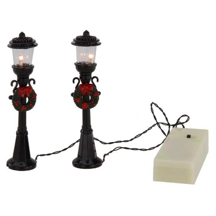 Juego de dos faroles para pesebre con luz a pilas de 2,5x11,5
