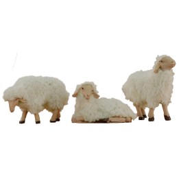 Set 3 pecore con lana per statue di 15 cm