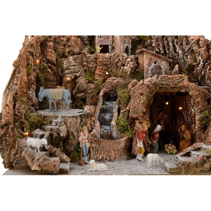 Presepe completo di statue Landi cm 52x55x48 h con cascata