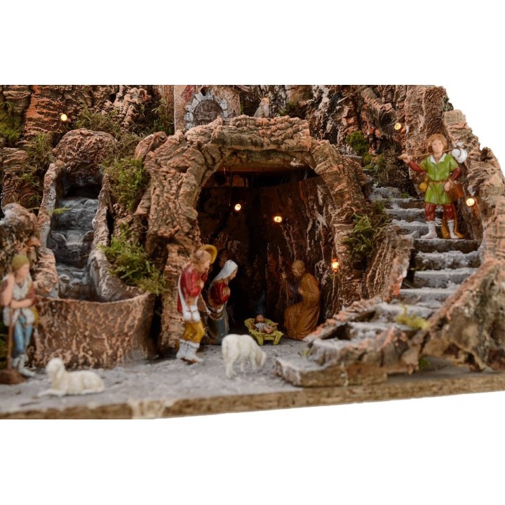Belén completo con estatuas Landi cm 52x55x48 h con cascada