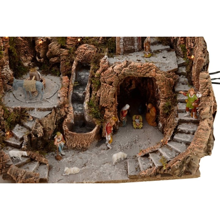 Presepe completo di statue Landi cm 52x55x48 h con cascata