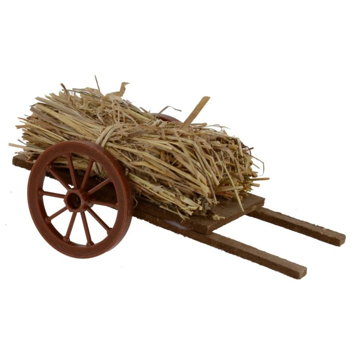 Wagon with straw beams cm 13x7x6, 5 h