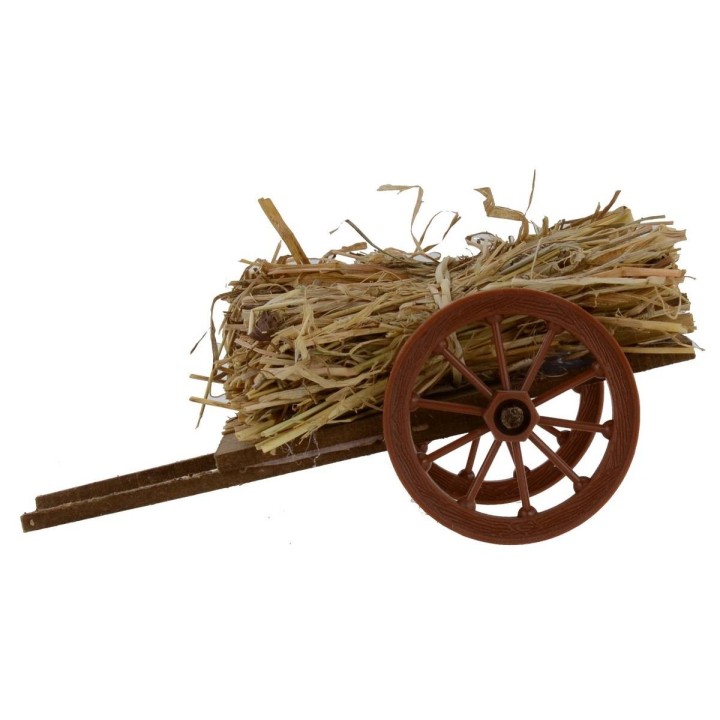 Carro con fascine di paglia cm 13x7x6,5 h