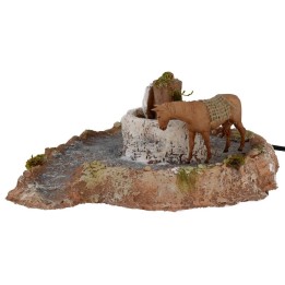 Macina in resina con cavallo in movimento 20x22,5x9 h cm