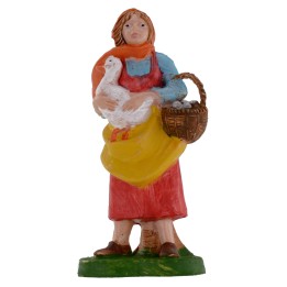 Contadina con oca e cesta di uova serie da 10 cm in pvc