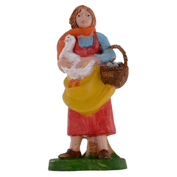 Contadina con oca e cesta di uova serie da 10 cm in pvc