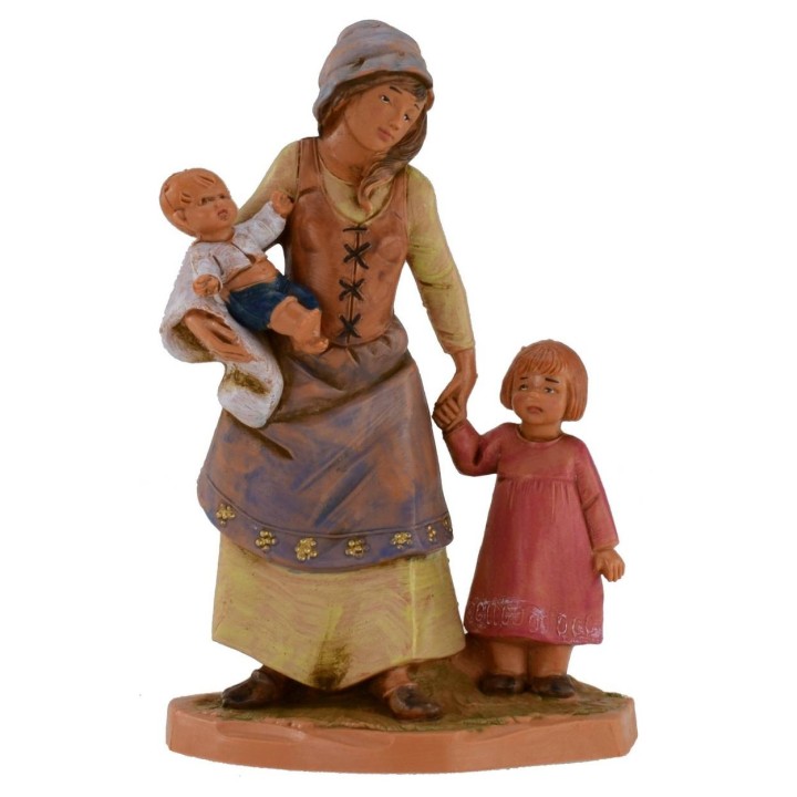 Mamma con neonato e bambina 12 cm Fontanini