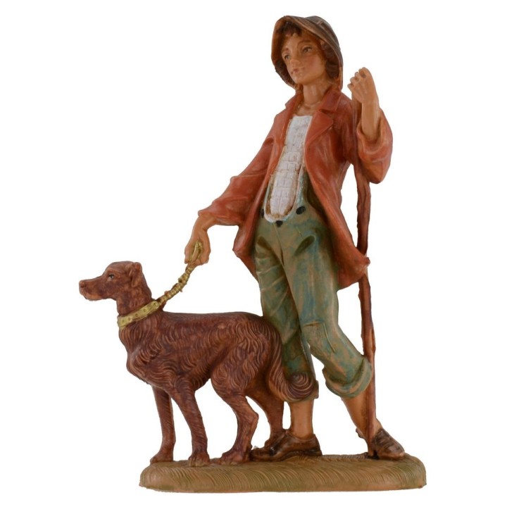Giovane a passeggio con cane 12 cm Fontanini