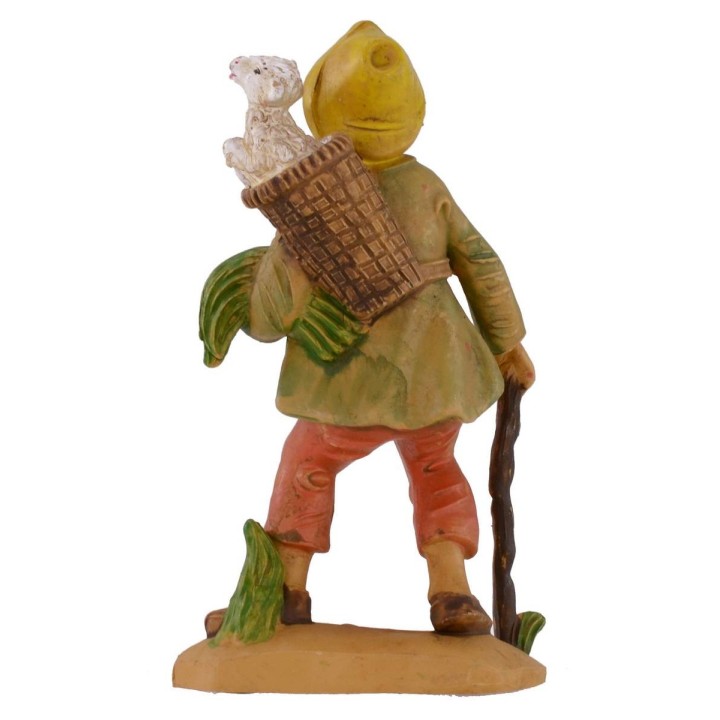 Pastore con gerla e pecora lux 12 cm in pvc