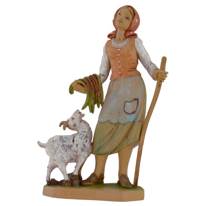 Campesina con cabrita lux 16 cm en pvc