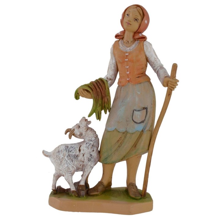 Contadina con capretta lux 16 cm in pvc