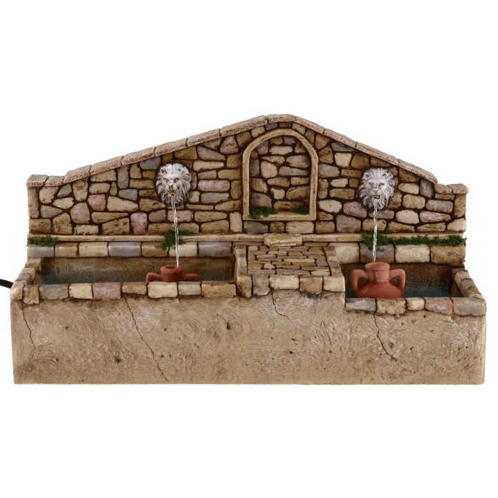 Fontana con leoni a due uscite d'acqua cm 30x11x16,5 h.